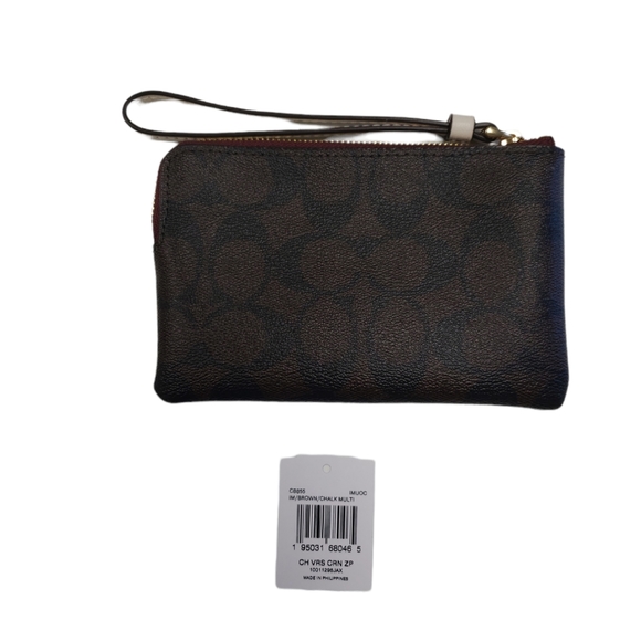 Coach Women's Corner Zip Wristlet In Signature Canvas With Varsity Motif - Picture 5 of 6